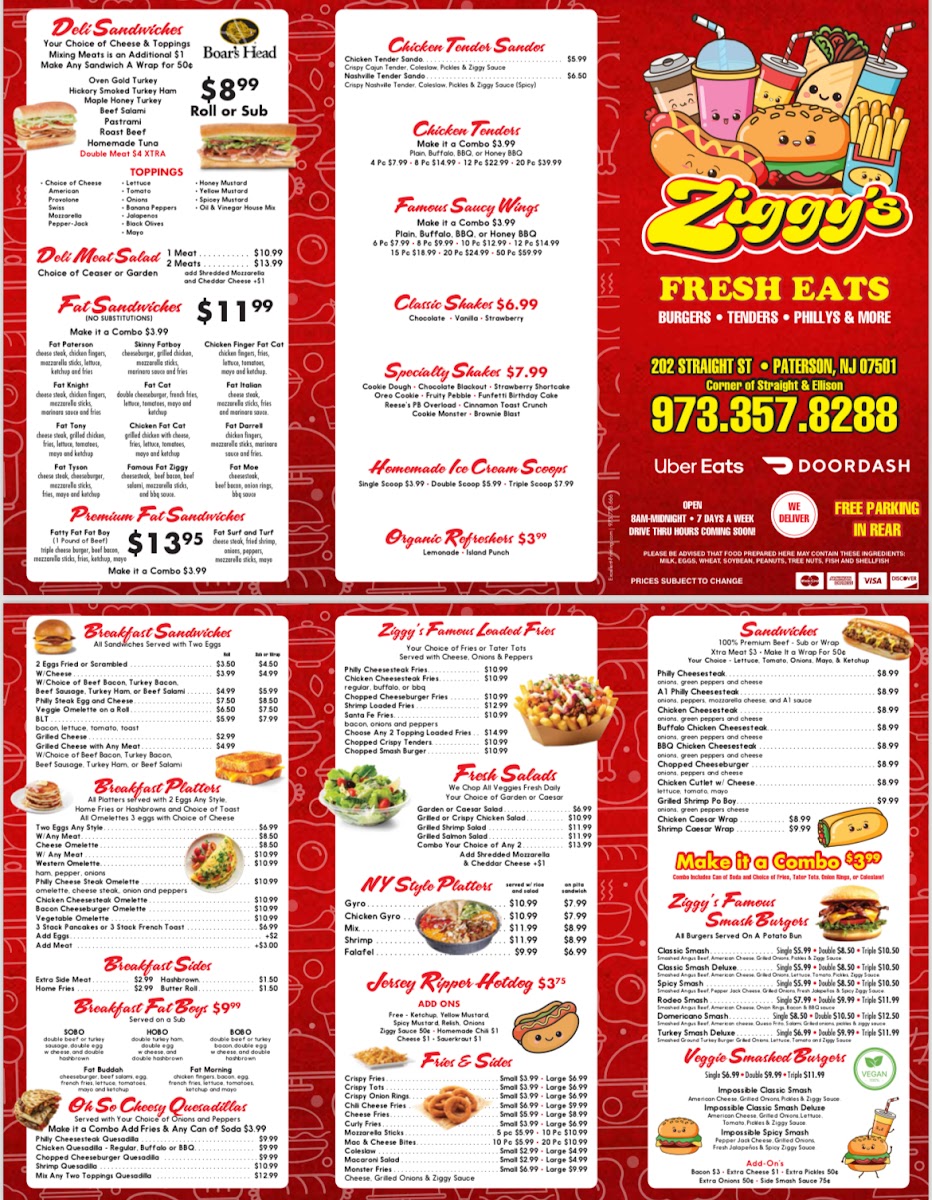Ziggy’s Fresh Eats Menu - Image 1